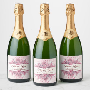 Romantic Japan Pink Cherry Blossom Sparkling Wijnetiket
