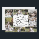 Romantic Joyful Kerstmis 7 Fotoserie Nieuws Feestdagenkaart<br><div class="desc">Deze romantische leuke kerstfeestelijke kerstfeestelijke fotokaart 7 is de perfecte feestelijke feestdag. Het moderne klassieke ontwerp is uitgerust met fancy draden en grillen met prachtige, elegante, handgeschreven typografie. Pas de kaart aan met 7 foto's, uw familienaam, voornamen en jaar. Vermeld een jaar in review- of familienieuwsbrief op de achterzijde van...</div>