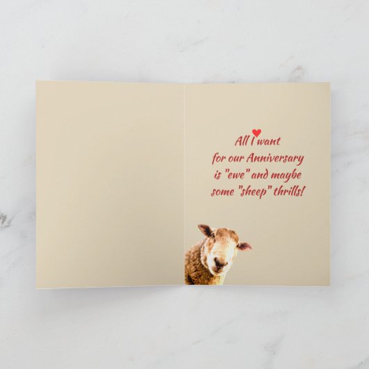 Romantic Jubileum Funny Sheep Animal Humor Feestdagen Kaart (Binnen)