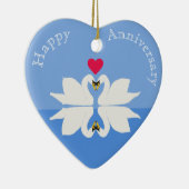 Romantic Jubileum Swan Heart Ceramic Ornament (Rechts)