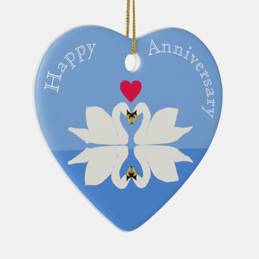Romantic Jubileum Swan Heart Ceramic Ornament (Rechts)