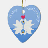 Romantic Jubileum Swan Heart Ceramic Ornament (Links)