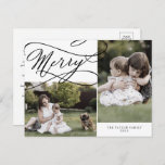 Romantic Kerst 2 Fotoserie Nieuwsbrief Feestdagenkaart<br><div class="desc">Dit romantische Merry Kerstmis 2 fotonieuwsblad met nieuwsbrief is het perfecte eenvoudige feestfeest briefkaart. Het moderne klassieke ontwerp is uitgerust met fancy draden en grillen met prachtige, elegante, handgeschreven typografie. Pas uw briefkaart aan met 2 foto's, uw familienaam, voornamen en jaar. Neem een jaar op in review- of familienieuwsbrief op...</div>