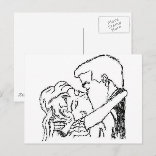 Romantic Kiss Briefkaart (Voorkant / Achterkant)