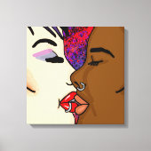 Romantic Kiss | Interraciale Romance Canvas Afdruk (Voorkant)