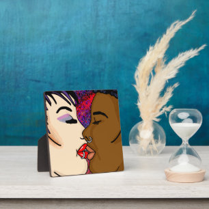 Romantic Kiss   Interraciale Romance Fotoplaat