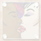Romantic Kiss | Interraciale Romance Glazen Onderzetter (Achterkant)