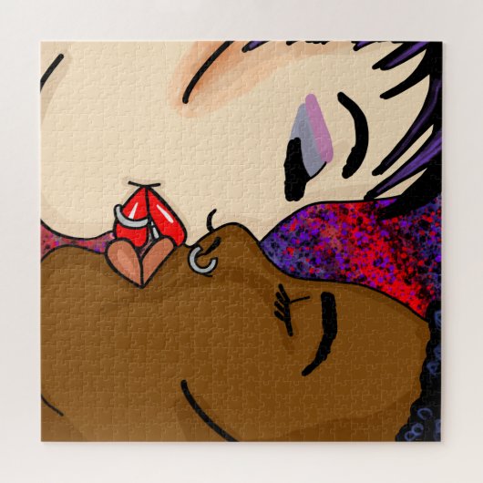 Romantic Kiss | Interraciale Romance Legpuzzel (Horizontaal)