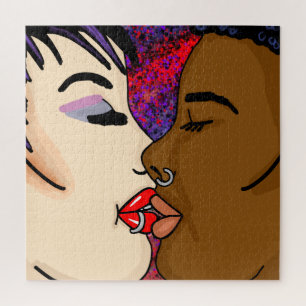Romantic Kiss   Interraciale Romance Legpuzzel