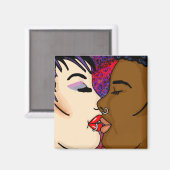 Romantic Kiss | Interraciale Romance Magneet (Voorkant / Achterkant)