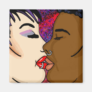 Romantic Kiss   Interraciale Romance Magneet