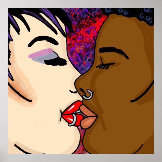 Romantic Kiss | Interraciale Romance Poster (Voorkant)