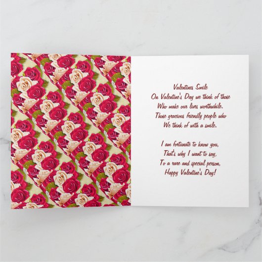 Romantic Kiss Valentijn Hart en Rozen Kaart (Binnen)