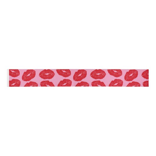 Romantic Kisses, Valentine's Day Pink Kiss Grosgrain Lint (Voorkant)