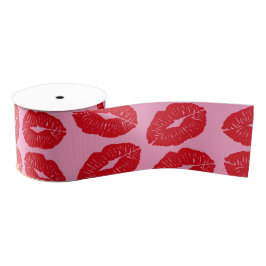 Romantic Kisses, Valentine's Day Pink Kiss Grosgrain Lint