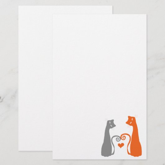 Romantic Kitty Cats Briefpapier (Voorkant / Achterkant)