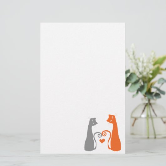 Romantic Kitty Cats Briefpapier (Staand voorkant)