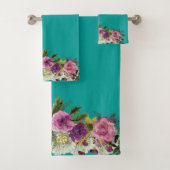 Romantic, kleurrijk, Waterverf bloemen Bad Handdoek (Insitu)