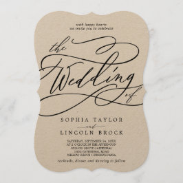 Romantic Kraft Calligraphy Vloeit het huwelijk van Kaart