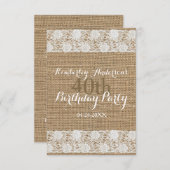 Romantic Lace Burlap 40th Birthday Party VFCI Kaart (Voorkant / Achterkant)