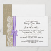 Romantic Lace en Bow Wedding Kaart (Voorkant / Achterkant)