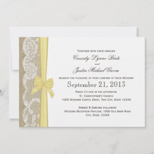 Romantic Lace en Bow Wedding Kaart (Voorkant)