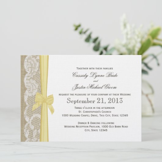 Romantic Lace en Bow Wedding Kaart (Staand voorkant)