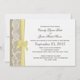 Romantic Lace en Bow Wedding Kaart