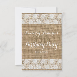 Romantic Lace en burlap 30th Birthday Party I Kaart