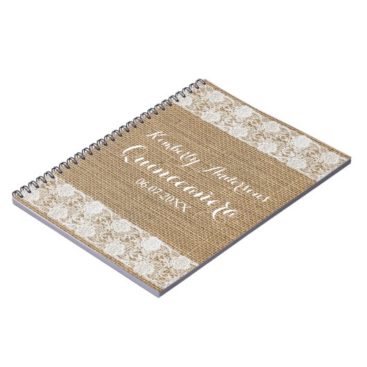 Romantic Lace en burlap Quinceañera Guest Book Notitieboek (Linkerzijde)