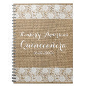 Romantic Lace en burlap Quinceañera Guest Book Notitieboek (Voorkant)