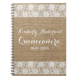 Romantic Lace en burlap Quinceañera Guest Book Notitieboek