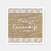 Romantic Lace en burlap Quinceañera Paper Napkins Servetten (Voorkant)