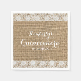 Romantic Lace en burlap Quinceañera Paper Napkins Servetten