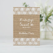 Romantic Lace en burlap Sweet 16 Birthday I Kaart (Staand voorkant)
