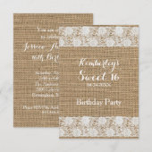 Romantic Lace en burlap Sweet 16 Birthday I Kaart (Voorkant / Achterkant)