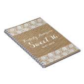 Romantic Lace en Burlap Sweet 16 Guest Book Notitieboek (Rechterzijde)