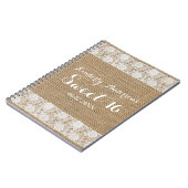 Romantic Lace en Burlap Sweet 16 Guest Book Notitieboek (Linkerzijde)