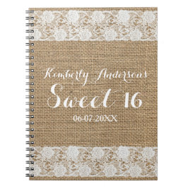 Romantic Lace en Burlap Sweet 16 Guest Book Notitieboek