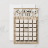 Romantic Lace en Burlap Vrijgezellenfeest Bingo Kaart (Voorkant)