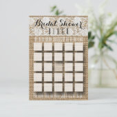 Romantic Lace en Burlap Vrijgezellenfeest Bingo Kaart (Staand voorkant)