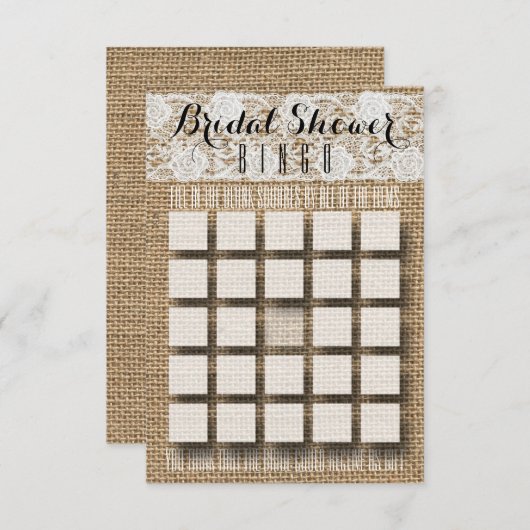 Romantic Lace en Burlap Vrijgezellenfeest Bingo Kaart (Voorkant / Achterkant)