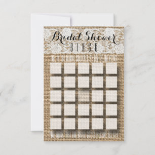 Romantic Lace en Burlap Vrijgezellenfeest Bingo Kaart