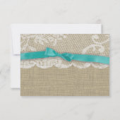 Romantic Lace en Dark Aqua Response RSVP Kaartje (Achterkant)