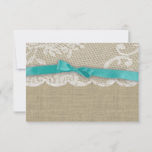 Romantic Lace en Dark Aqua Response RSVP Kaartje (Achterkant)