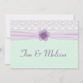 Romantic Lace & Flower, Lavender & Mint Green Kaart