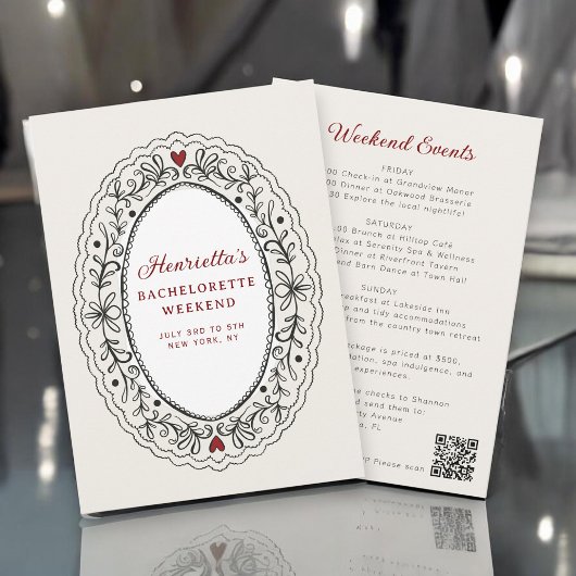Romantic Lace Oval Bachelorette Celebration Kaart