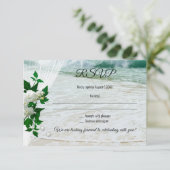 Romantic Lace Pearls Orchid Beach Wedding RSVP Kaart (Staand voorkant)