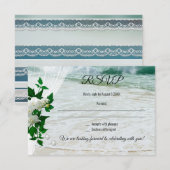 Romantic Lace Pearls Orchid Beach Wedding RSVP Kaart (Voorkant / Achterkant)