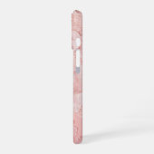 Romantic Lace Pink Floral & Pearl Phone Case iPhone 16 Hoesje (Linkerkant)